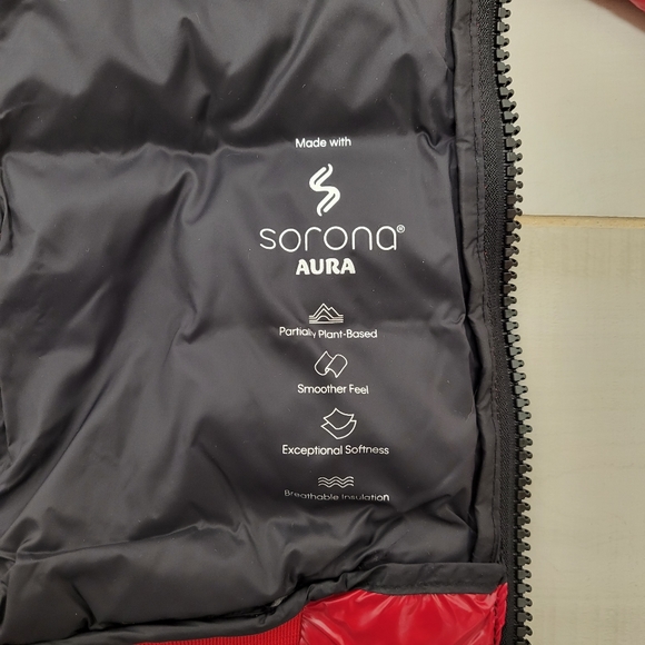 Calvin Klein Super Shine Hooded Red Puffer Coat Sz M - Picture 9 of 9